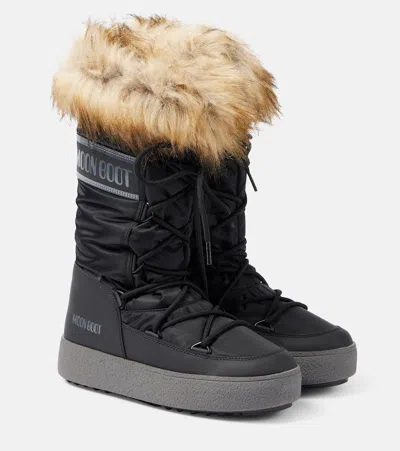 Moon Boot Ltrack Monaco Faux-fur Padded Boots In Black