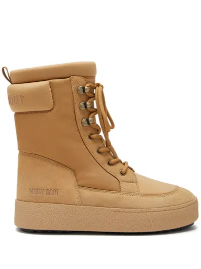 Moon Boot Ltrack Padded Combat Boots In Beige
