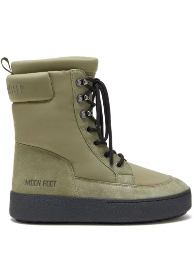 Moon Boot Ltrack Padded Combat Boots In Green