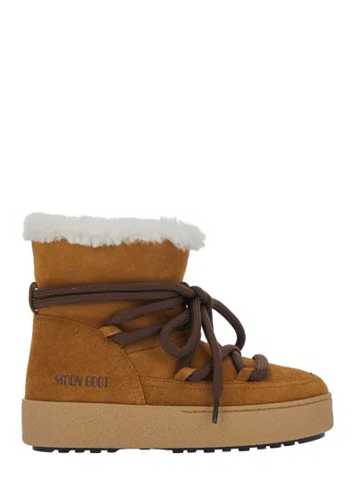 Moon Boot Ltrack Sofia Mini Ankle Boots With Rubber Sole In Brown