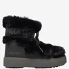Moon Boot Iconic Faux Fur Ankle Boots With Lace-up Detail In Black