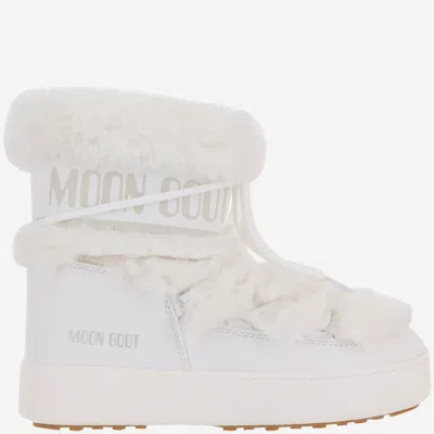Moon Boot Ltrack Tube Faux Fur Ankle Boots In White