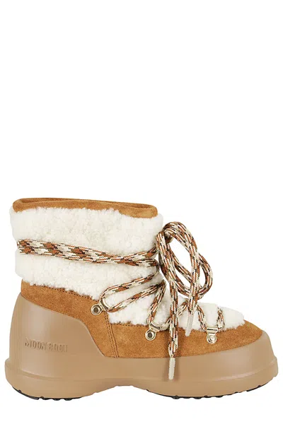 Moon Boot Luna Boot Shearling City Capsule In Whisky Off White