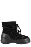Moon Boot Luna Black Ankle Boots With Laces In Suede And Tech Fabric Woman In Black