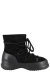 Moon Boot Luna Black Ankle Boots With Laces In Suede And Tech Fabric Woman In Black