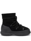 Moon Boot Luna Black Ankle Boots With Laces In Suede And Tech Fabric Woman