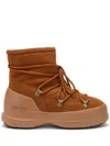 Moon Boot Luna Brown Ankle Boots With Laces In Suede And Tech Fabric Woman In Brown