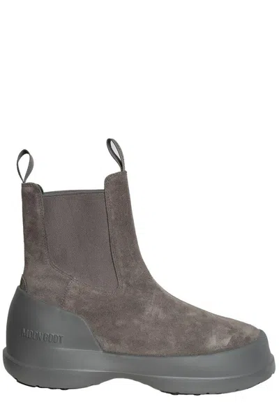 Moon Boot Luna Logo-printed Slip-on Boots In Grey