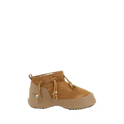 Moon Boot Mb Luna Low Suede Low Heels Ankle Boots In Leather Color Suede In Brown
