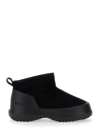 MOON BOOT LUNA BLACK ANKLE BOOTS IN SUEDE AND TECH FABRIC WOMAN