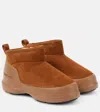Moon Boot Suede Luna Booties With Eco-shearling Lining In Brown