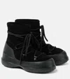 Moon Boot Luna Black Ankle Boots With Laces In Suede And Tech Fabric Woman In Schwarz