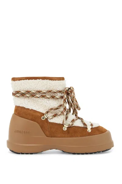 MOON BOOT LUNA SUEDE AND SHEARLING ANKLE BOOTS.
