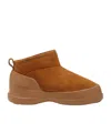 Moon Boot Suede Ankle Boots With Plush Fur Lining And Textured Sole In Brown