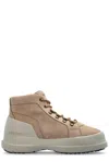 Moon Boot Grey Suede Ankle Boots With Rubber Sole In Beige