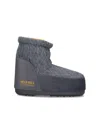 Moon Boot Icon Low Ankle Fabric Boots With Rubber Sole In Grey