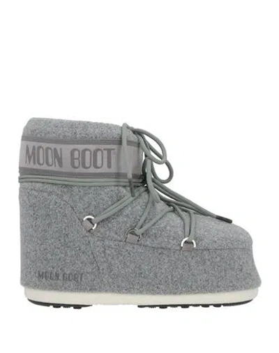 Moon Boot Man Ankle Boots Grey Size 9-10.5 Textile Fibers, Leather In Gray