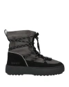 Moon Boot Man Ankle Boots Lead Size 8.5 Leather, Textile Fibers In Grey