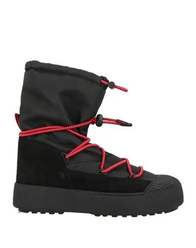 MOON BOOT MOON BOOT MAN BOOT BLACK SIZE 9 LEATHER, TEXTILE FIBERS