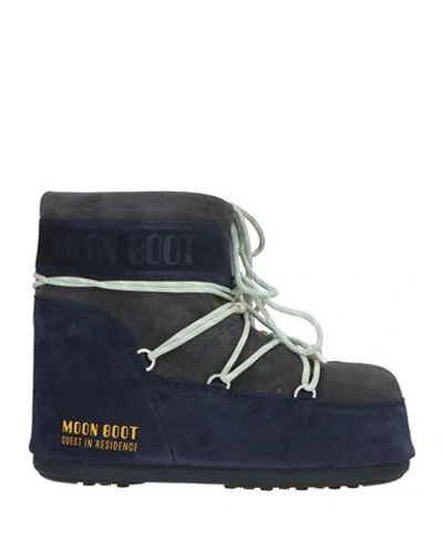 Moon Boot Man Boot Navy Size 11.5-13 Leather In Blue