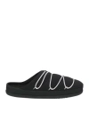 Moon Boot Black Fabric Slippers In Black
