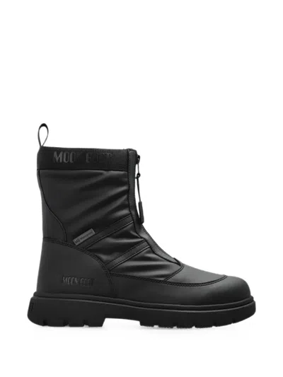 Moon Boot Mb Combat Zip Ankle Boots In Black