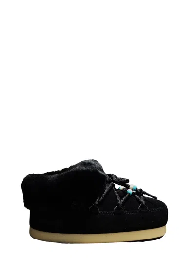 Moon Boot Suede Mules Decorated With Beads In Black
