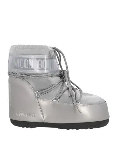 Moon Boot Mb Icon Low Glance Woman Ankle Boots Silver Size 10-11.5 Textile Fibers