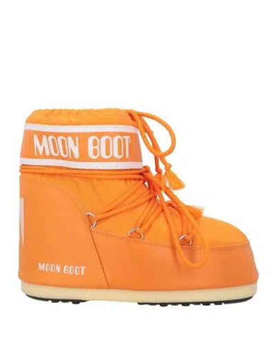 Moon Boot Mb Icon Low Nylon Woman Ankle Boots Orange Size 5.5-7 Polyamide, Pvc - Polyvinyl Chloride