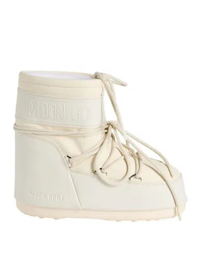 Moon Boot Mb Icon Low Rubber Woman Ankle Boots Cream Size 5.5-7 Pvc - Polyvinyl Chloride, Polyester, In White