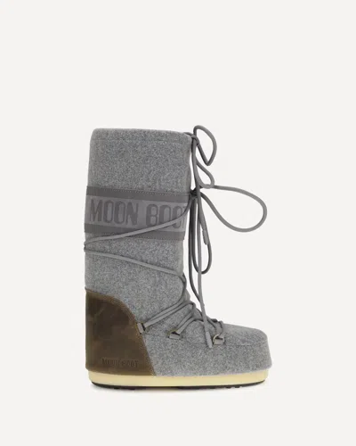 Moon Boot Mb Icon Nubuck Felt Snow Boots In Grey