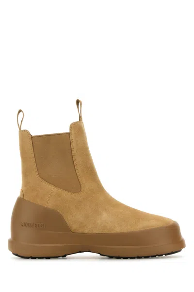 Moon Boot Camel Suede Luna Chelsea Ankle Boots In Sand