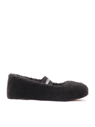 Moon Boot Mb Shearling Ballet Flats In Black Shearling