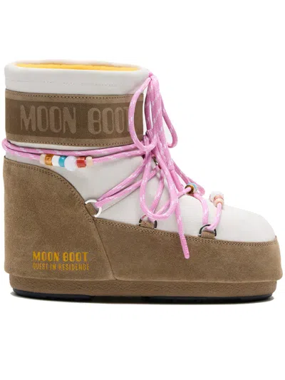 Moon Boot Two-tone Suede S X Guest In Residence Icon Low Ankle Boots In Animal Print