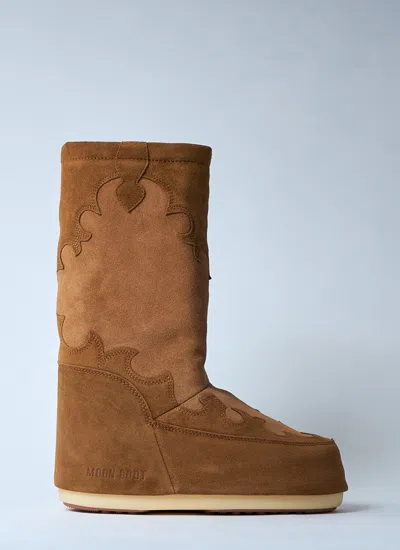 Moon Boot Men Icon Suede Embroidery Boots In Brown