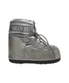 Moon Boot Metallic Finish Ankle Boots With Lace-up Closure In Silver