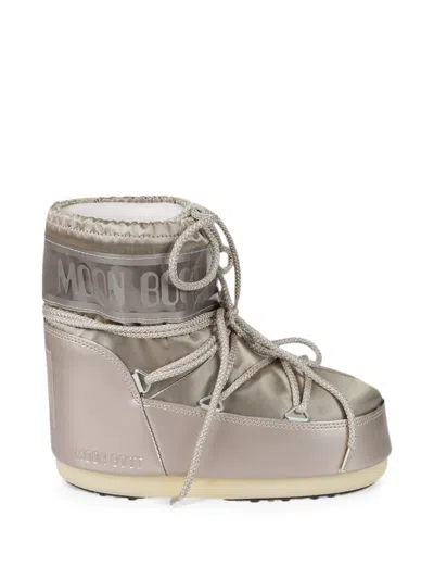 Moon Boot Kids' Metallic-effect Lace-up Sneakers In Neutrals