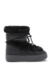 Moon Boot Mid-height Black Faux Fur Boots With Textured Rubber Sole In Black