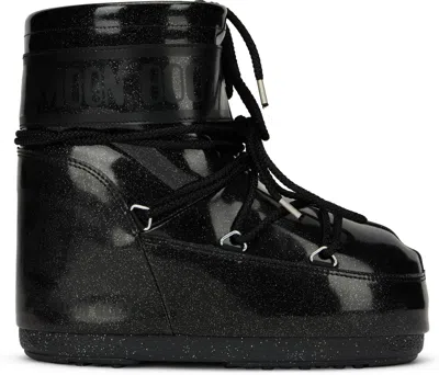 Moon Boot Mini Glitter Low Icon Boot In Black