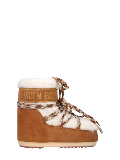 Moon Boot Mini Shearling-lined Winter Boots For Women In Brown
