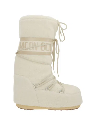 Moon Boot Mini Style Lace-up Winter Boots For Women In Ivory