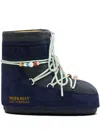 Moon Boot Mini Suede Boots With Adjustable Drawstring In Blue
