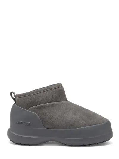 Moon Boot Minimalist Grey Suede Low Boots In Gray