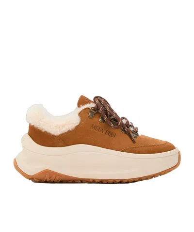 Moon Boot Moon 247 City Shearling Sneakers In Brown