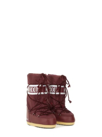 Moon Boot Icon High Nylon Boots In Burgundy