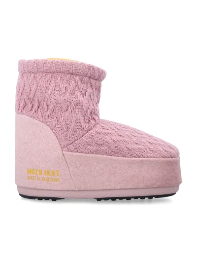 Moon Boot X Guest In Residence Icon Low No Lace Knit Boots In Pink