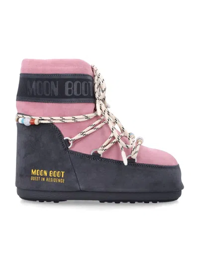 Moon Boot X Guest In Residence Icon Low Suede Beads Boots In Transparent