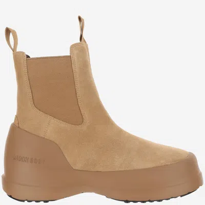 Moon Boot Stivale Luna Chelsea Scamosciato Beige In L003