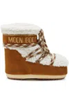 Moon Boot Logo Printed Shearling Lace-up Boots In Black