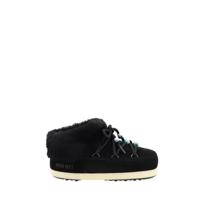 Moon Boot Mule Suede Beads Ankle Boots In Black